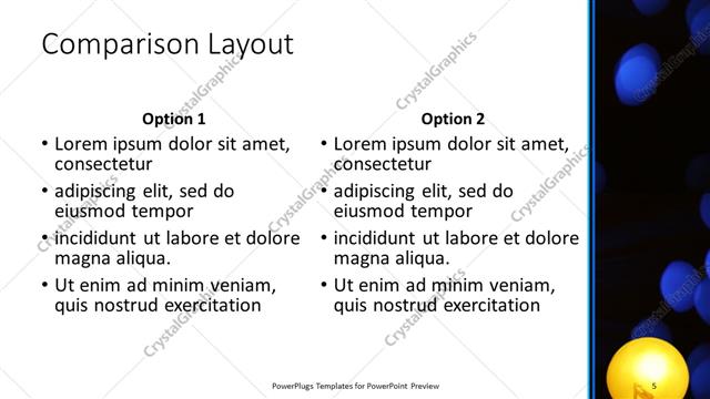 Comparison presentation slide layout
