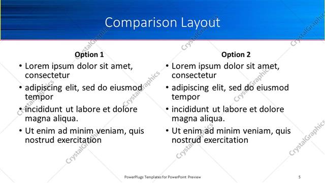 Comparison presentation slide layout