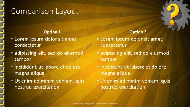 Comparison presentation slide layout