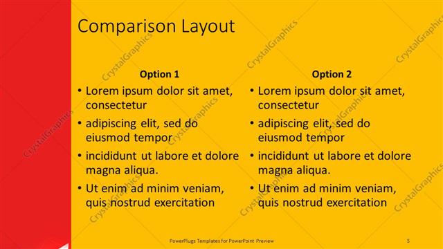 Comparison presentation slide layout
