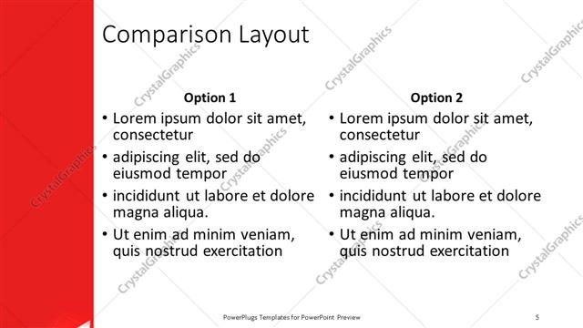 Comparison presentation slide layout