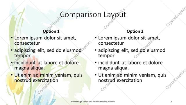 Comparison presentation slide layout