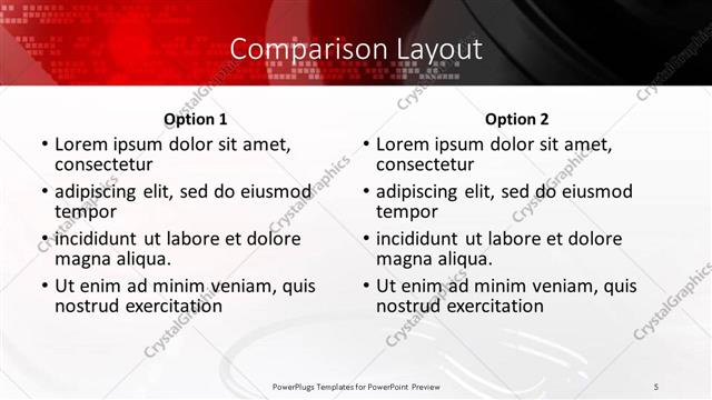 Comparison presentation slide layout