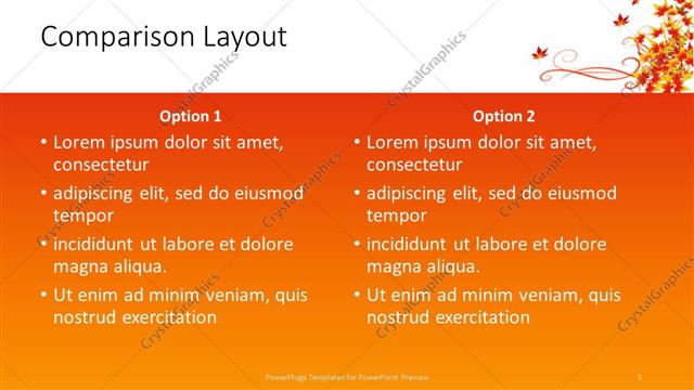 Comparison presentation slide layout