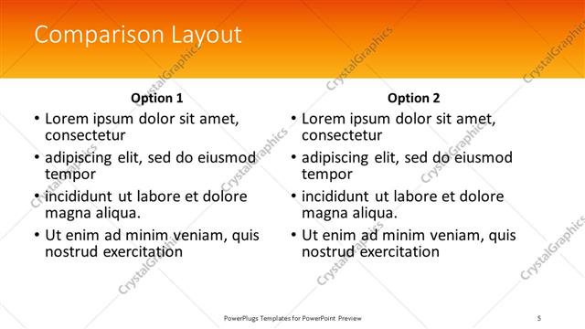Comparison presentation slide layout