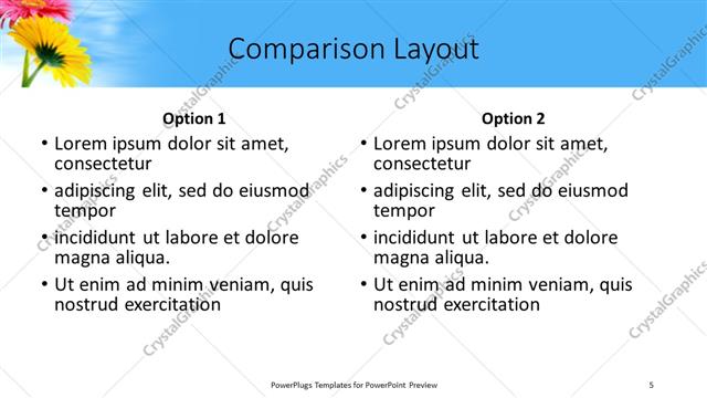 Comparison presentation slide layout