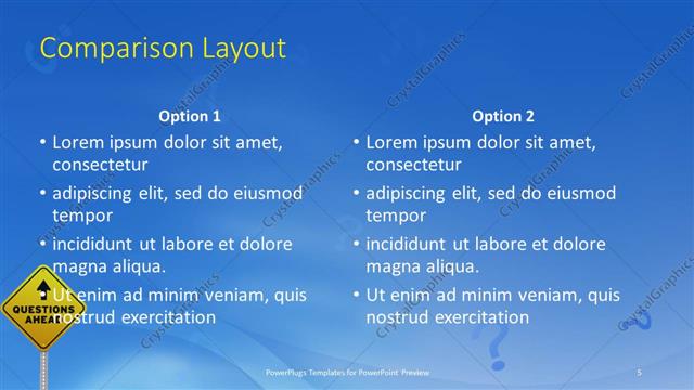 Comparison presentation slide layout
