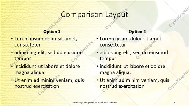 Comparison presentation slide layout