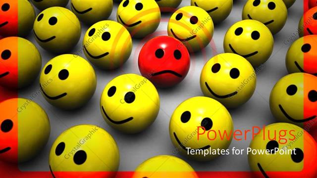  Presentation with faces - Yellow shade with smiling smiley faces arranged
