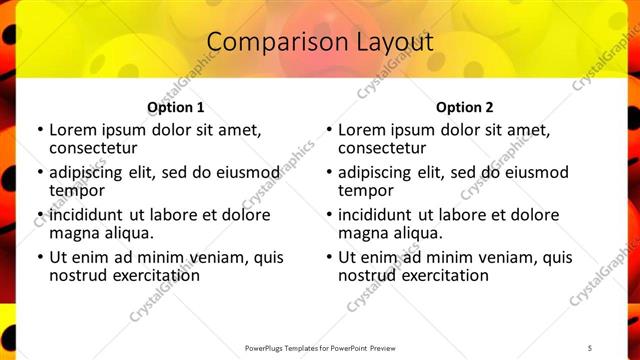 Comparison presentation slide layout