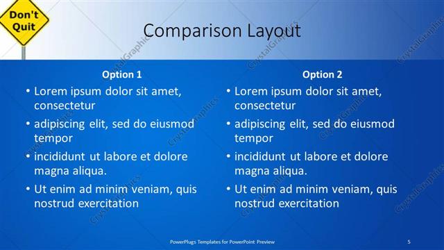 Comparison presentation slide layout