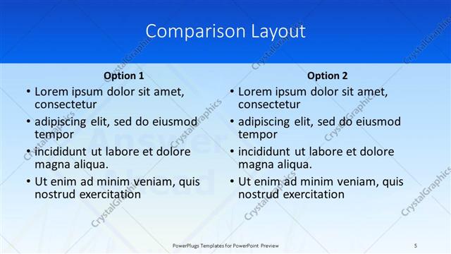 Comparison presentation slide layout
