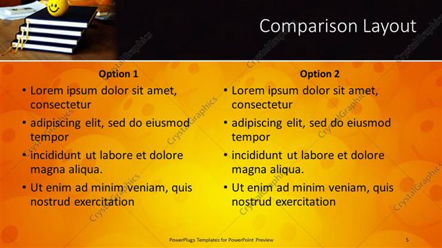 Comparison presentation slide layout