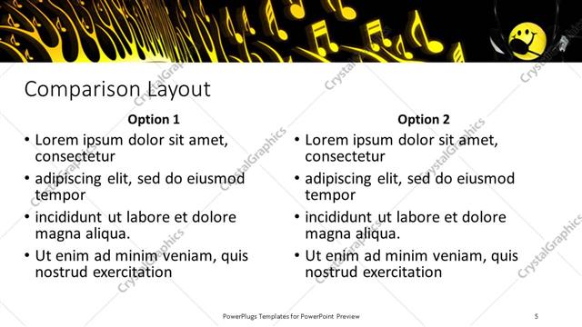 Comparison presentation slide layout