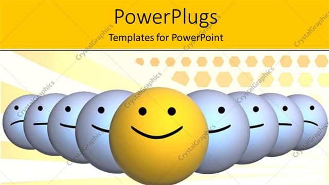  Presentation with cool - Yellow smiley head leading white smiley heads on cool background