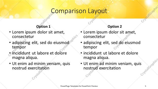 Comparison presentation slide layout