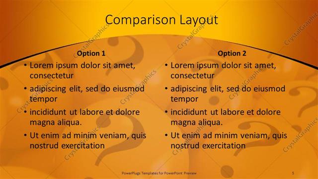 Comparison presentation slide layout