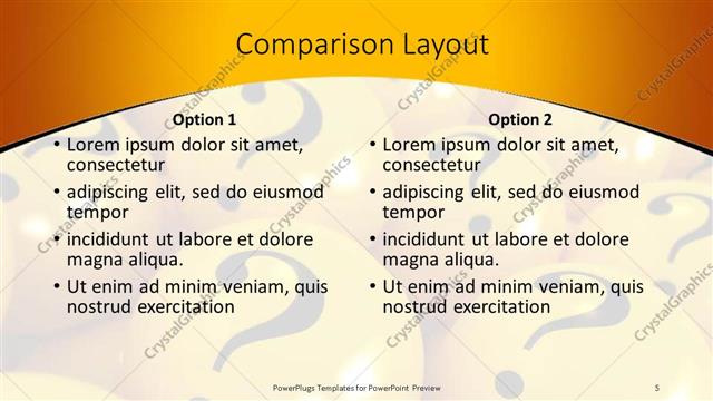 Comparison presentation slide layout