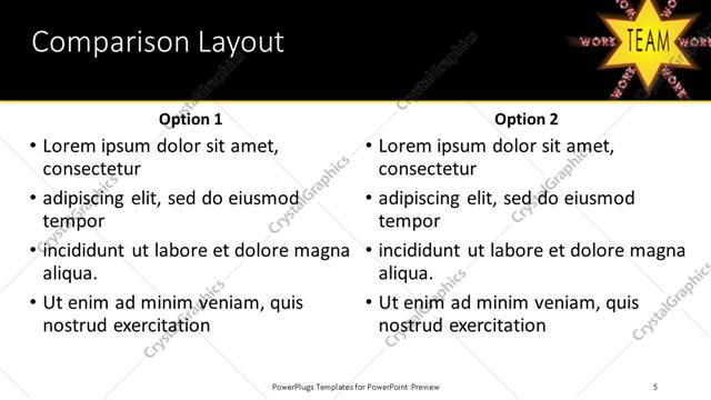 Comparison presentation slide layout