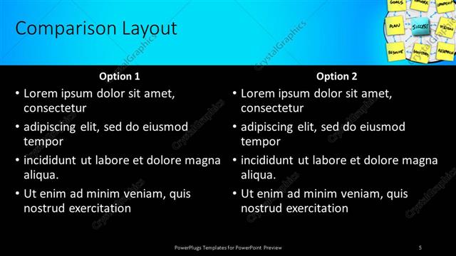 Comparison presentation slide layout