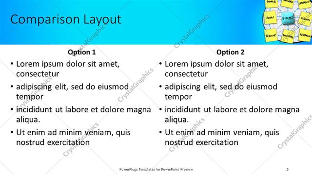 Comparison presentation slide layout