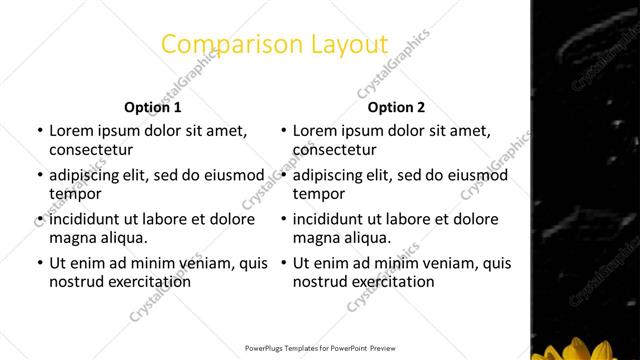Comparison presentation slide layout