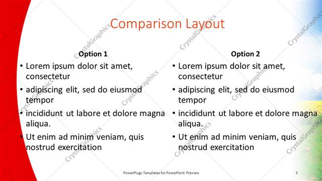 Comparison presentation slide layout