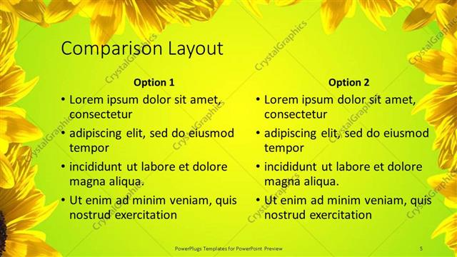 Comparison presentation slide layout