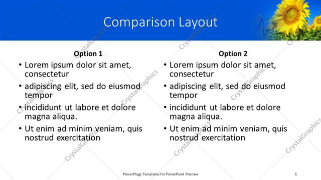 Comparison presentation slide layout