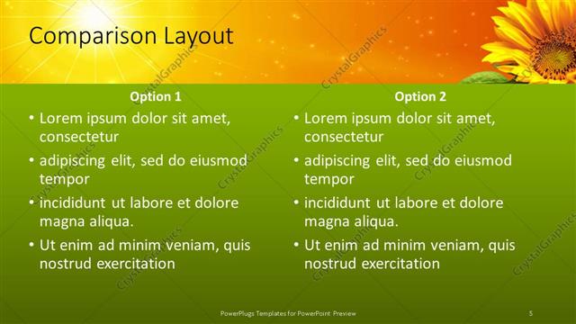 Comparison presentation slide layout