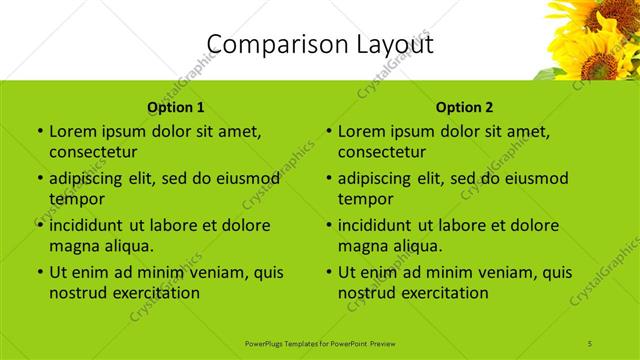 Comparison presentation slide layout
