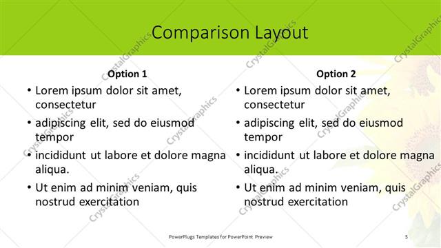 Comparison presentation slide layout