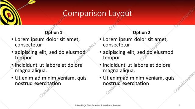 Comparison presentation slide layout