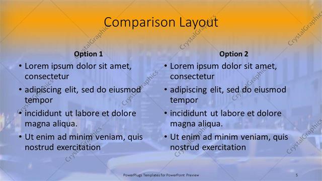 Comparison presentation slide layout