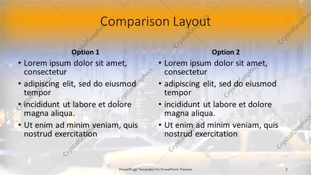 Comparison presentation slide layout