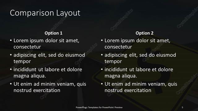 Comparison presentation slide layout