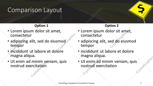 Comparison presentation slide layout