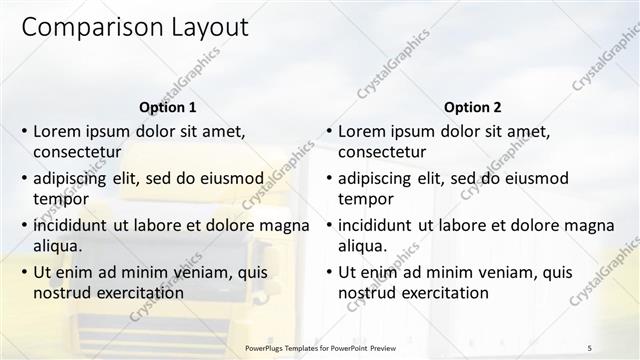 Comparison presentation slide layout