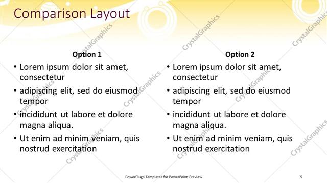 Comparison presentation slide layout