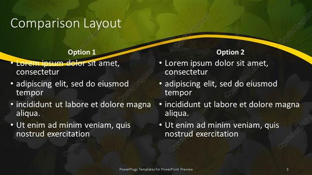Comparison presentation slide layout