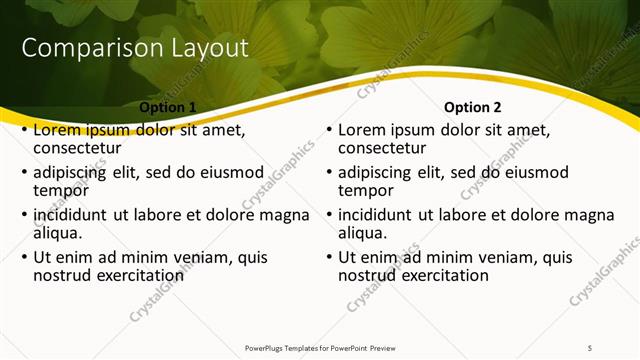 Comparison presentation slide layout