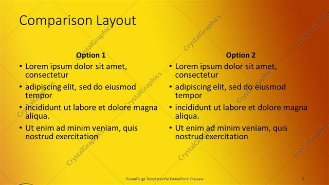 Comparison presentation slide layout