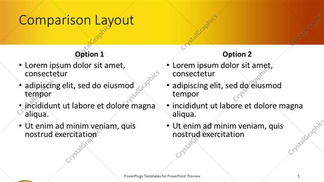 Comparison presentation slide layout