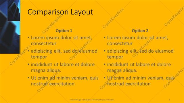 Comparison presentation slide layout