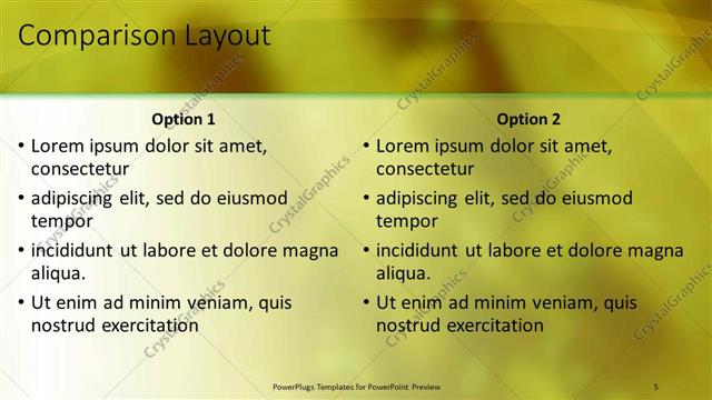 Comparison presentation slide layout