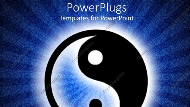  Presentation with dark - Yin and yang symbol in illuminated dark blue background