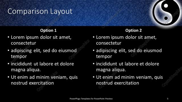 Comparison presentation slide layout