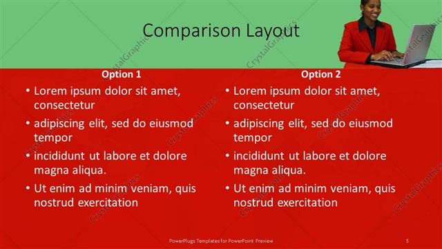 Comparison presentation slide layout