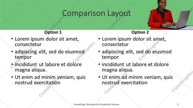 Comparison presentation slide layout