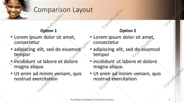 Comparison presentation slide layout